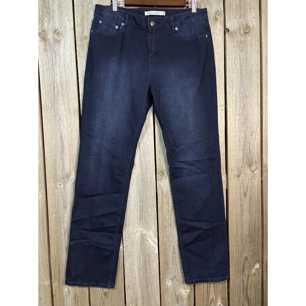 Woolrich Women's Dark Wash Stretch Jeans Size‎ 12 🔥 Mid Rise Straight Leg Denim